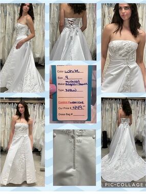 Michael Angelo-Davids White Strapless A-Line Wedding Dress